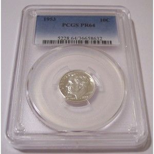 1953 Roosevelt Dime Proof PR64 PCGS